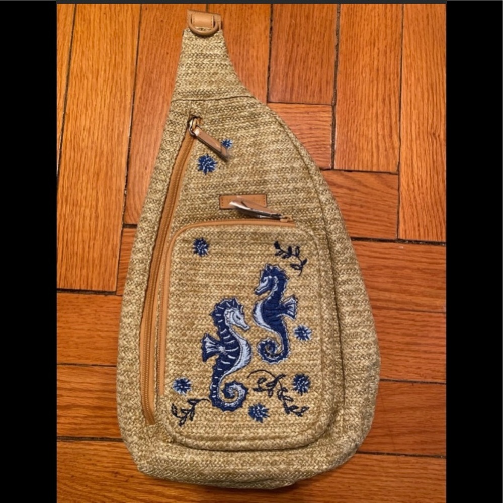 Vera Bradley Straw Sling Backpack Nature Sea Life
